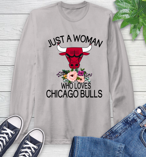 NBA Just A Woman Who Loves Chicago Bulls Basketball Sports Long Sleeve T-Shirt 11