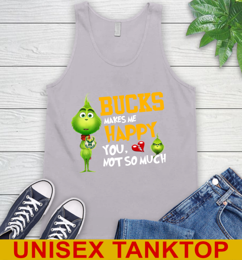 NBA Milwaukee Bucks Makes Me Happy You Not So Much Grinch Basketball Sports Tank Top 3