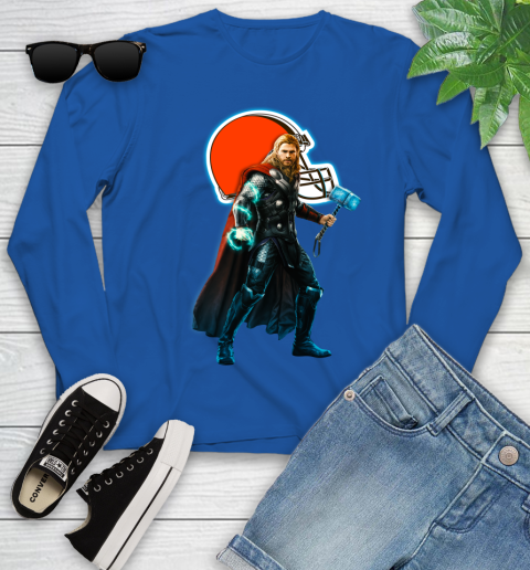 NFL Thor Avengers Endgame Football Cleveland Browns Youth Long Sleeve 9