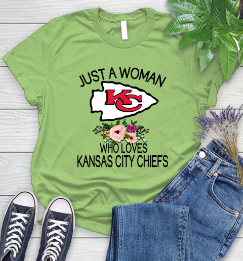 NFL Just A Woman Who Loves Kansas City Chiefs Football Sports Women's T-Shirt 7
