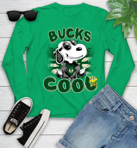 NBA Basketball Milwaukee Bucks Cool Snoopy Shirt Youth Long Sleeve 6