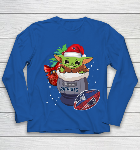 New England Patriots Christmas Baby Yoda Star Wars Funny Happy NFL Youth Long Sleeve 9
