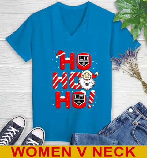 Los Angeles Kings NHL Hockey Ho Ho Ho Santa Claus Merry Christmas Shirt Women's V-Neck T-Shirt 7