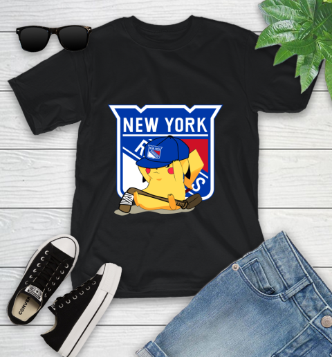 NHL Pikachu Hockey Sports New York Rangers Youth T-Shirt 2