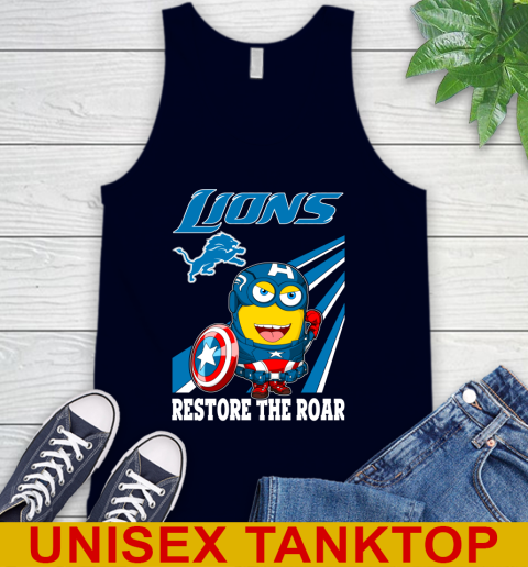 NFL Football Detroit Lions Captain America Marvel Avengers Minion Shirt Tank Top 2
