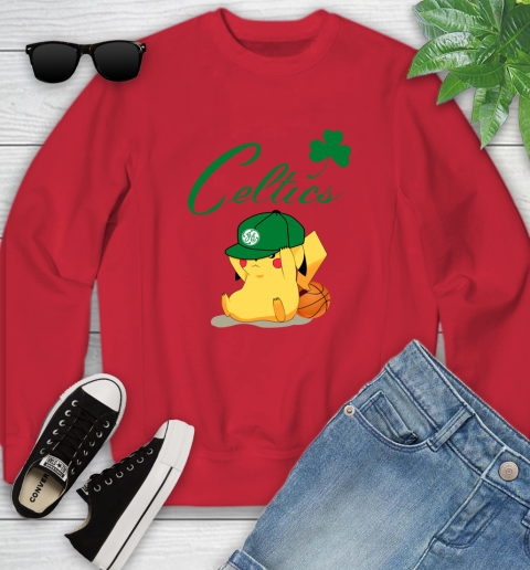 NBA Pikachu Basketball Sports Boston Celtics Youth Sweatshirt 9