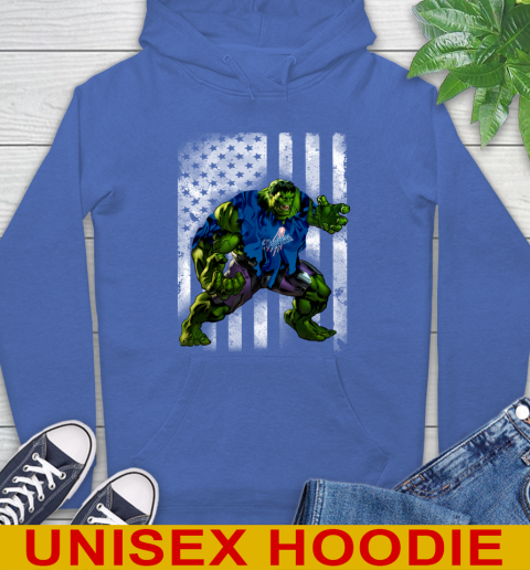 Los Angeles Dodgers Hulk Marvel Avengers MLB Baseball American Flag Hoodie 9