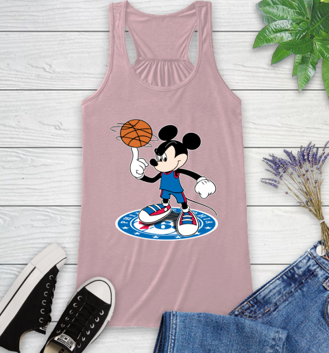 NBA Basketball Philadelphia 76ers Cheerful Mickey Disney Shirt Racerback Tank 10
