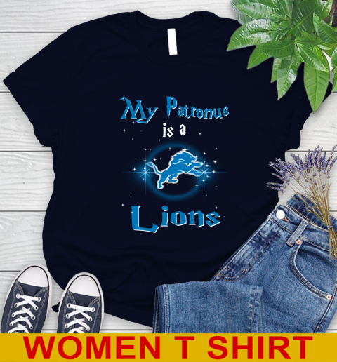 NFL Football Harry Potter My Patronus Is A Detroit Lions Women's T-Shirt 2