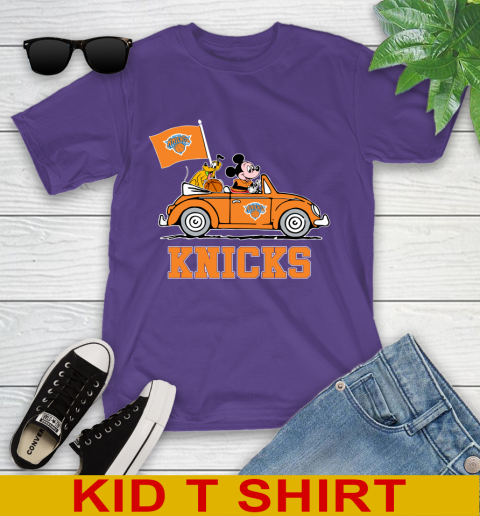 NBA Basketball New York Knicks Pluto Mickey Driving Disney Shirt Youth T-Shirt 4