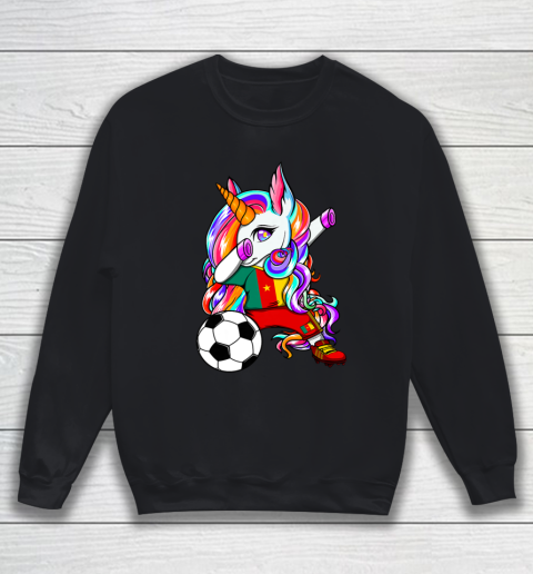 Dabbing Unicorn Cameroon Soccer Fans Jersey Flag Football Sweatshirt