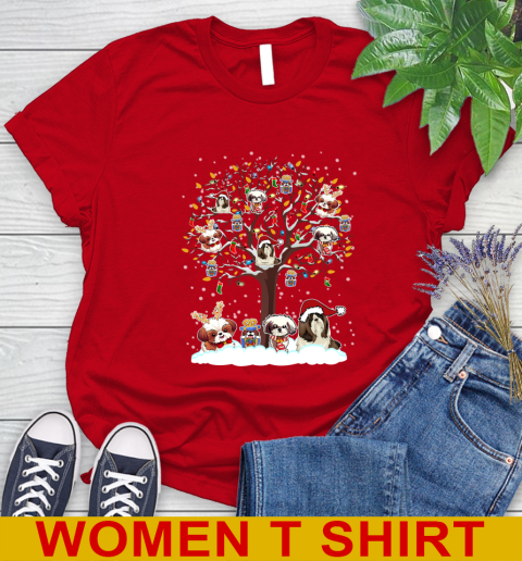 Shih Tzu dog pet lover light christmas tree shirt 236