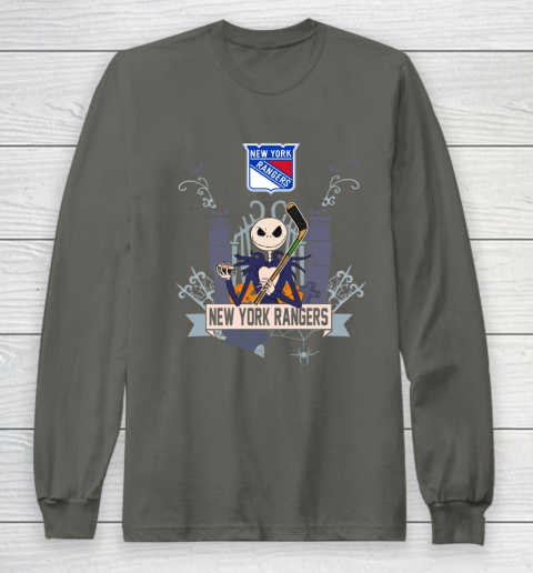 NHL New York Rangers Hockey Jack Skellington Halloween Long Sleeve T-Shirt 5