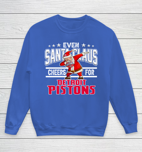 Detroit Pistons Even Santa Claus Cheers For Christmas NBA Youth Sweatshirt 6