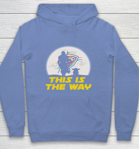 Oklahoma City Thunder NBA Basketball Star Wars Yoda And Mandalorian This Is The Way Youth Hoodie 8