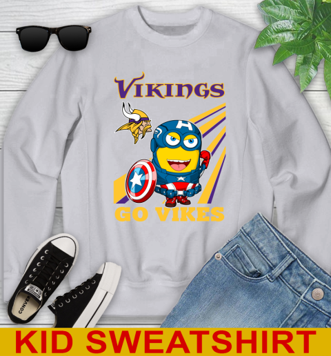 NFL Football Minnesota Vikings Captain America Marvel Avengers Minion Shirt Youth Sweatshirt 3