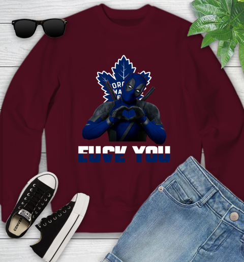 NHL Toronto Maple Leafs Deadpool Love You Fuck You Hockey Sports Youth Sweatshirt 4