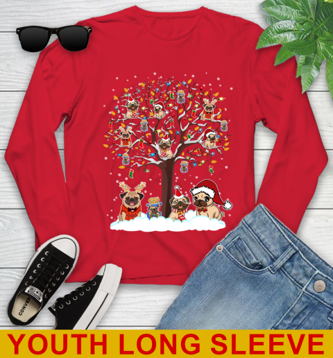 Pug dog pet lover light christmas tree shirt 127