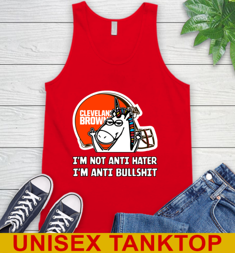 Cleveland Browns NFL Football Unicorn I'm Not Anti Hater I'm Anti Bullshit Tank Top 6