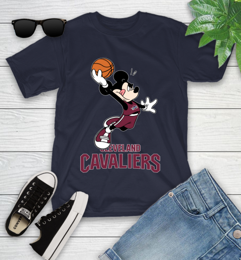 NBA Basketball Cleveland Cavaliers Cheerful Mickey Mouse Shirt Youth T-Shirt 3