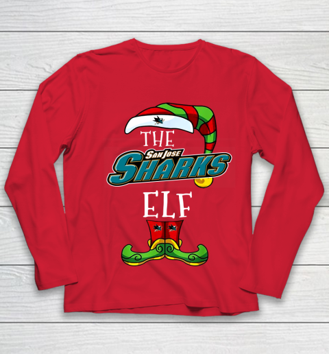 San Jose Sharks Christmas ELF Funny NHL Youth Long Sleeve 8