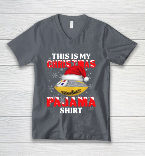 Pittsburgh Steelers This Is My Christmas Pajama Shirt NFL V-Neck T-Shirt 4