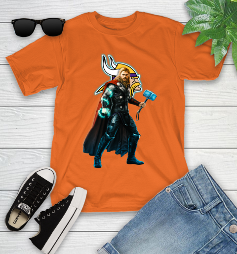 NFL Thor Avengers Endgame Football Minnesota Vikings Youth T-Shirt 7