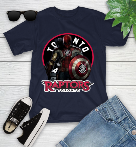 Toronto Raptors NBA Basketball Captain America Thor Spider Man Hawkeye Avengers Youth T-Shirt 3