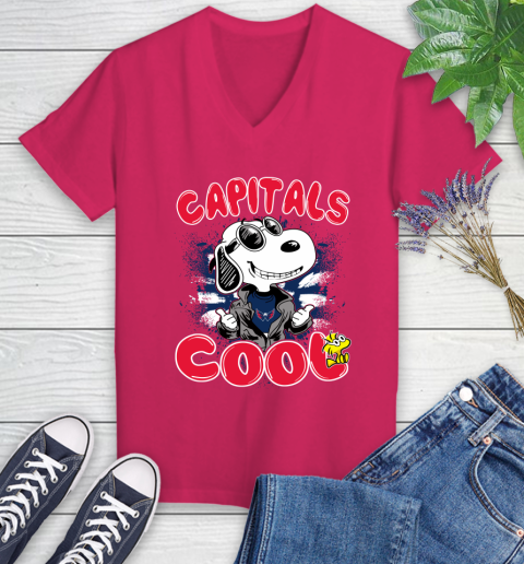 NHL Hockey Washington Capitals Cool Snoopy Shirt Women's V-Neck T-Shirt 7
