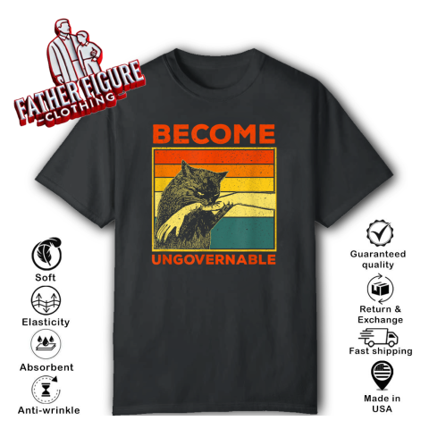 Become Ungovernable - Black Cat Biting Hand T-Shirt