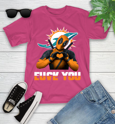 NHL Miami Dolphins Deadpool Love You Fuck You Football Sports Youth T-Shirt 11