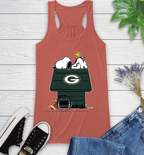 Green Bay Packers NFL Football Snoopy Woodstock The Peanuts Movie Racerback Tank 4