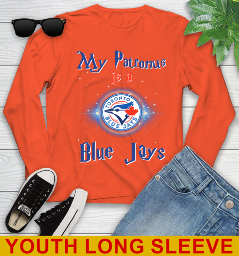 MLB Baseball Harry Potter My Patronus Is A Toronto Blue Jays Youth Long Sleeve 4 MLB Baseball Harry Potter My Patronus Is A Toronto Blue Jays Youth Long Sleeve - Image 4