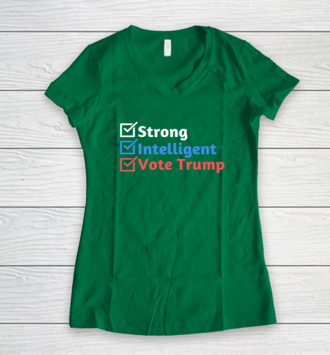 Strong Intelligent Women for Trump Girl MAGA Checklist Women's V-Neck T-Shirt 3