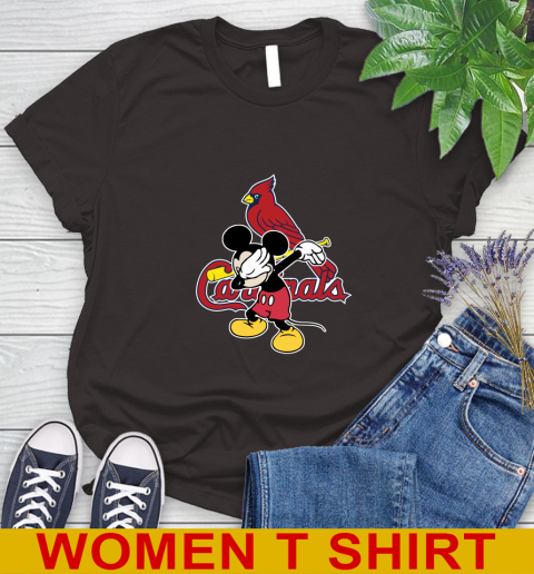 St.Louis Cardinals MLB Baseball Dabbing Mickey Disney Sports Women's T-Shirt 8