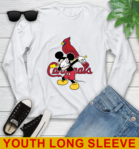 St.Louis Cardinals MLB Baseball Dabbing Mickey Disney Sports Youth Long Sleeve