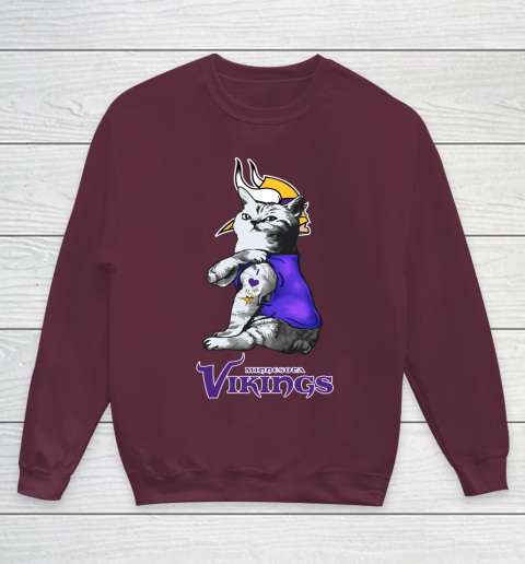 NFL Football My Cat Loves Minnesota Vikings Youth Sweatshirt 4