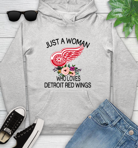 NHL Just A Woman Who Loves Detroit Red Wings Hockey Sports Youth Hoodie
