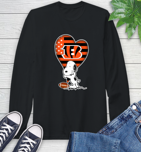 Cincinnati Bengals NFL Football The Peanuts Movie Adorable Snoopy Long Sleeve T-Shirt 2