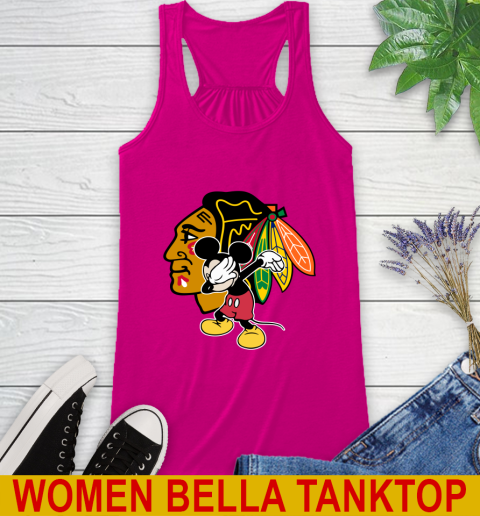 Chicago Blackhawks NHL Hockey Dabbing Mickey Disney Sports Racerback Tank 8