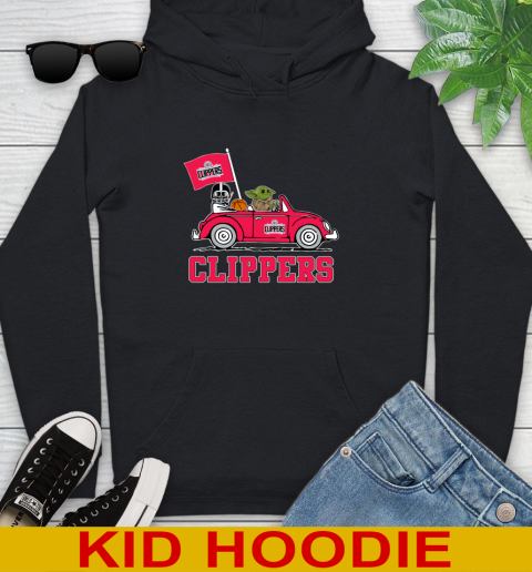 NBA Basketball LA Clippers Darth Vader Baby Yoda Driving Star Wars Shirt Youth Hoodie 2