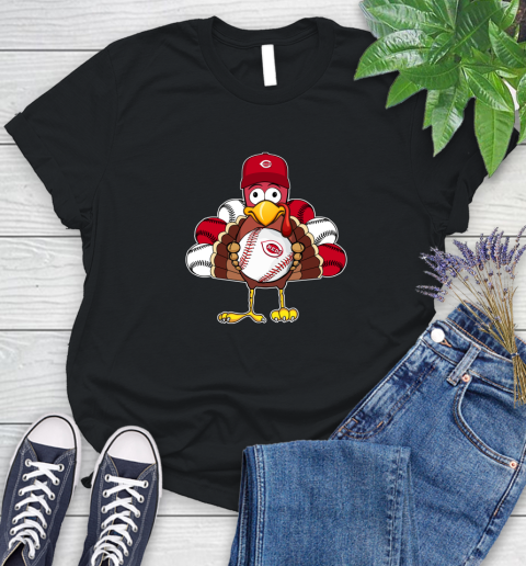 Cincinnati Reds Turkey thanksgiving Women's T-Shirt 2