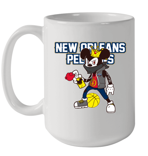 New Orleans Pelicans NBA Basketball Mickey Peace Sign Sports Ceramic Mug 15oz