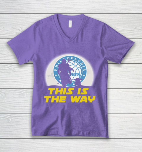 Philadelphia 76ers NBA Basketball Star Wars Yoda And Mandalorian This Is The Way V-Neck T-Shirt 8