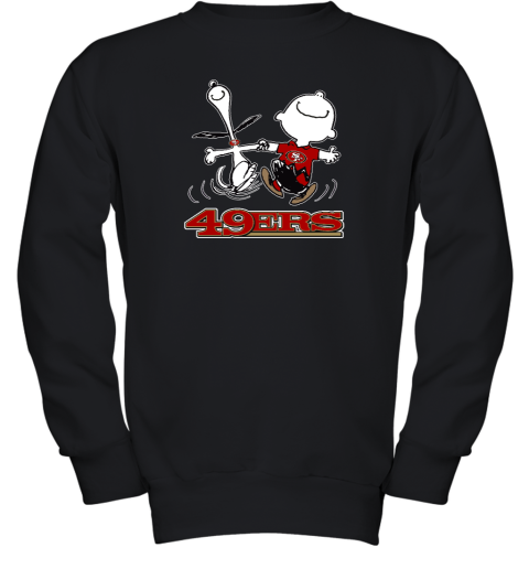 Snoopy And Charlie Brown Happy San Francisco 49ers Fans Youth Sweatshirt