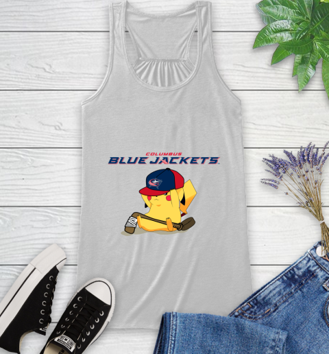 NHL Pikachu Hockey Sports Columbus Blue Jackets Racerback Tank