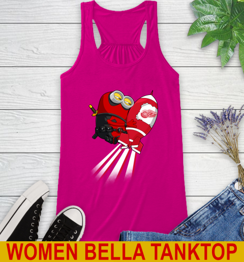NHL Hockey Detroit Red Wings Deadpool Minion Marvel Shirt Racerback Tank 6
