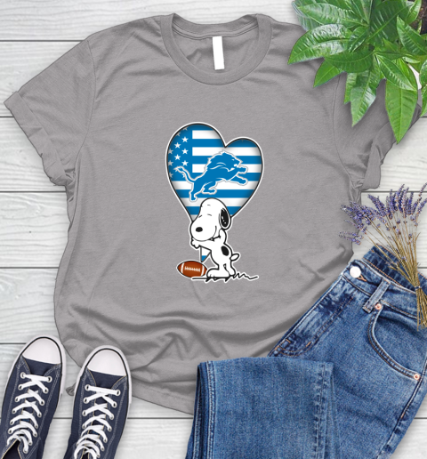 Detroit Lions NFL Football The Peanuts Movie Adorable Snoopy Women's T-Shirt 5