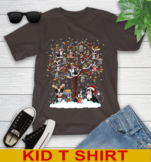 Boston terrier dog pet lover light christmas tree shirt 102