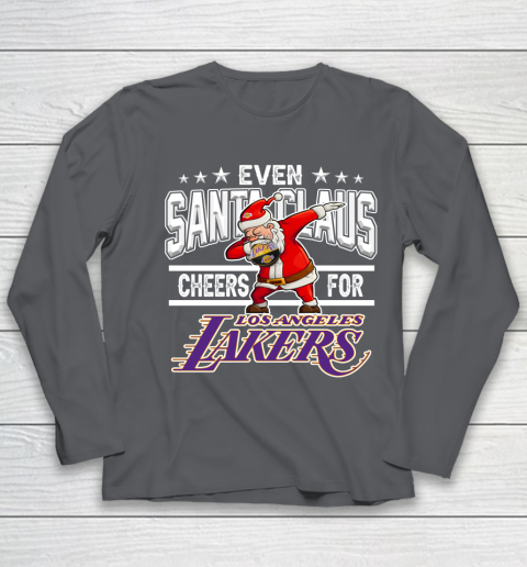 Los Angeles Lakers Even Santa Claus Cheers For Christmas NBA Youth Long Sleeve 6